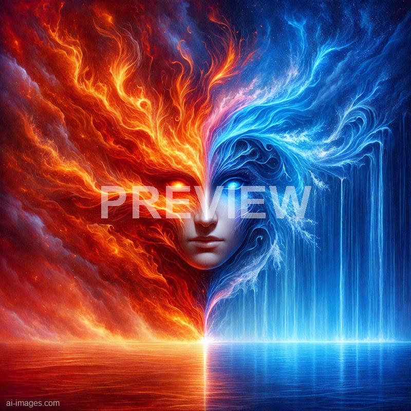 12164 - a-being-with-one-half-engulfed-in-red-flames-and-the-_250704174838_00001